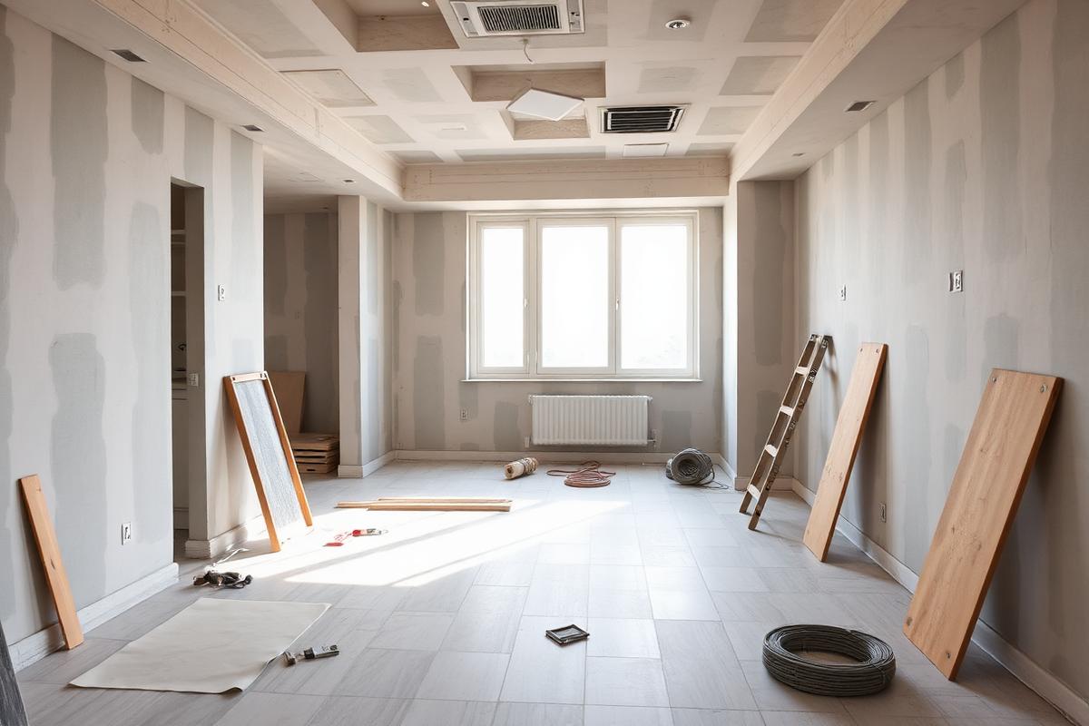 Interior de apartamento em fase de acabamento